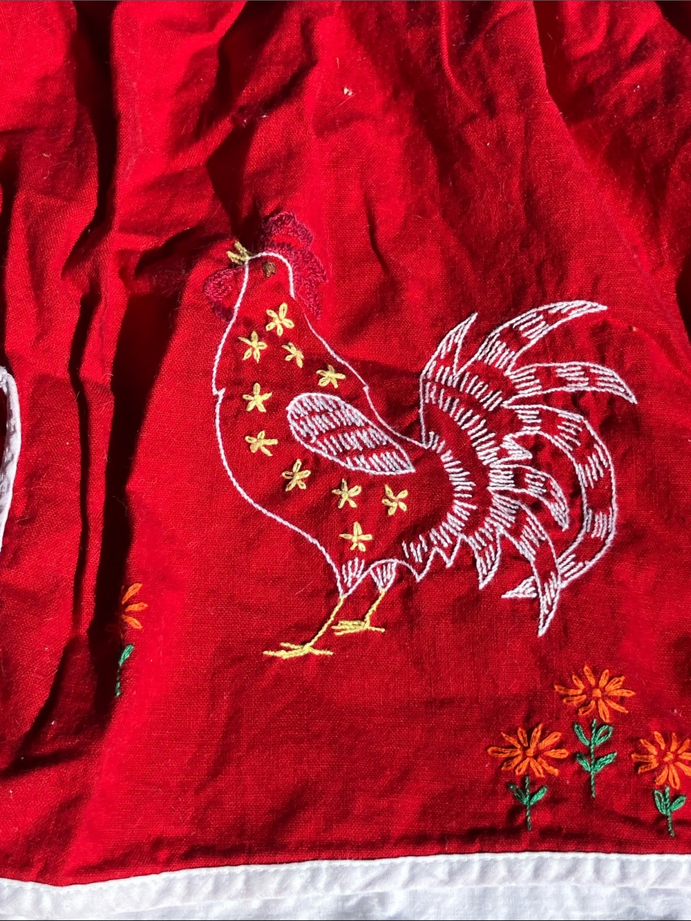 Vintage embroidered cotton apron